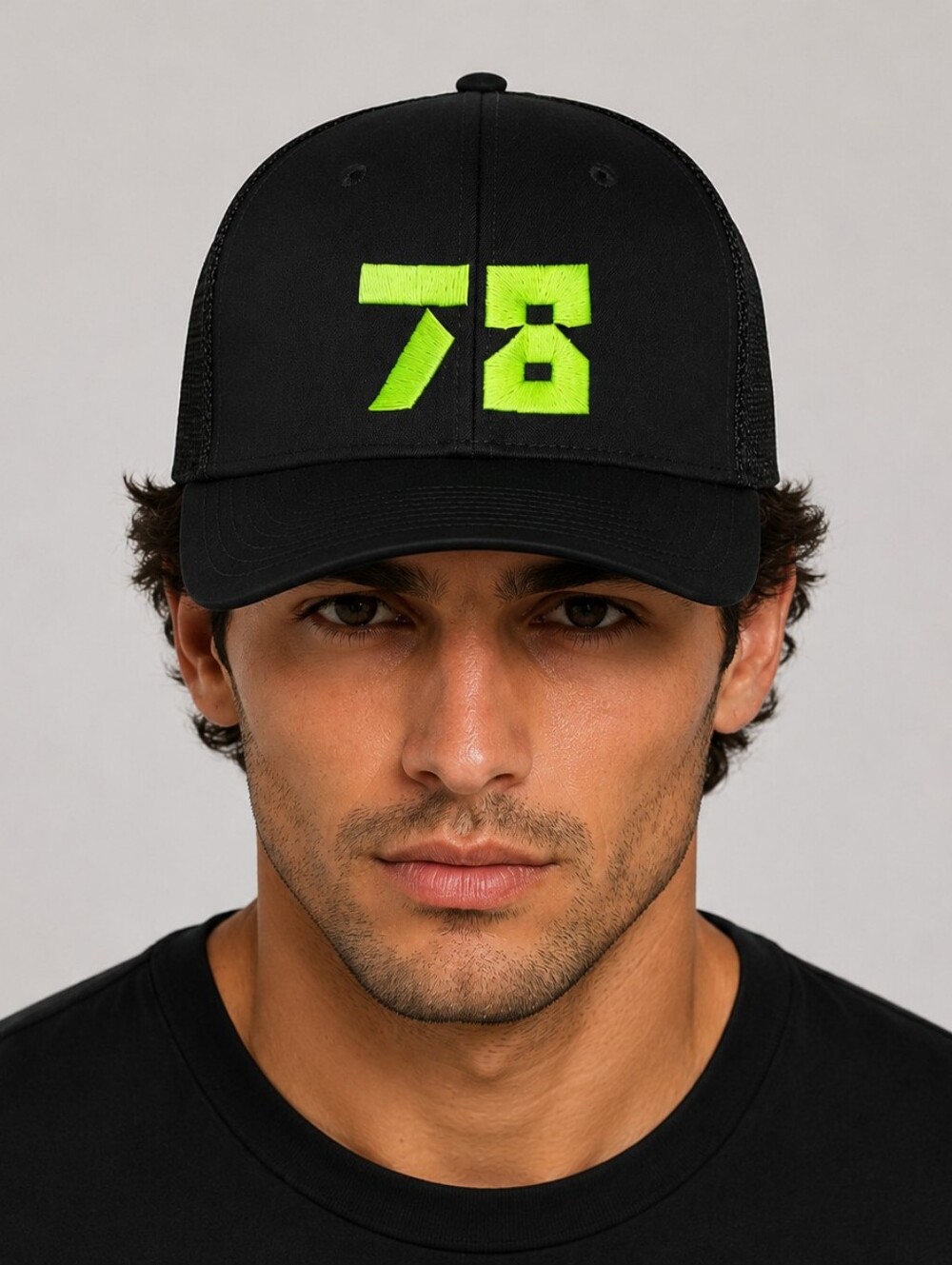 The Game Black Cap with Neon Green #78 Agustin Canapino